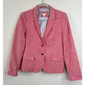 J.Crew Heathered Red Linen Blend Schoolboy Blazer Women’s Sz 8 Academia Career